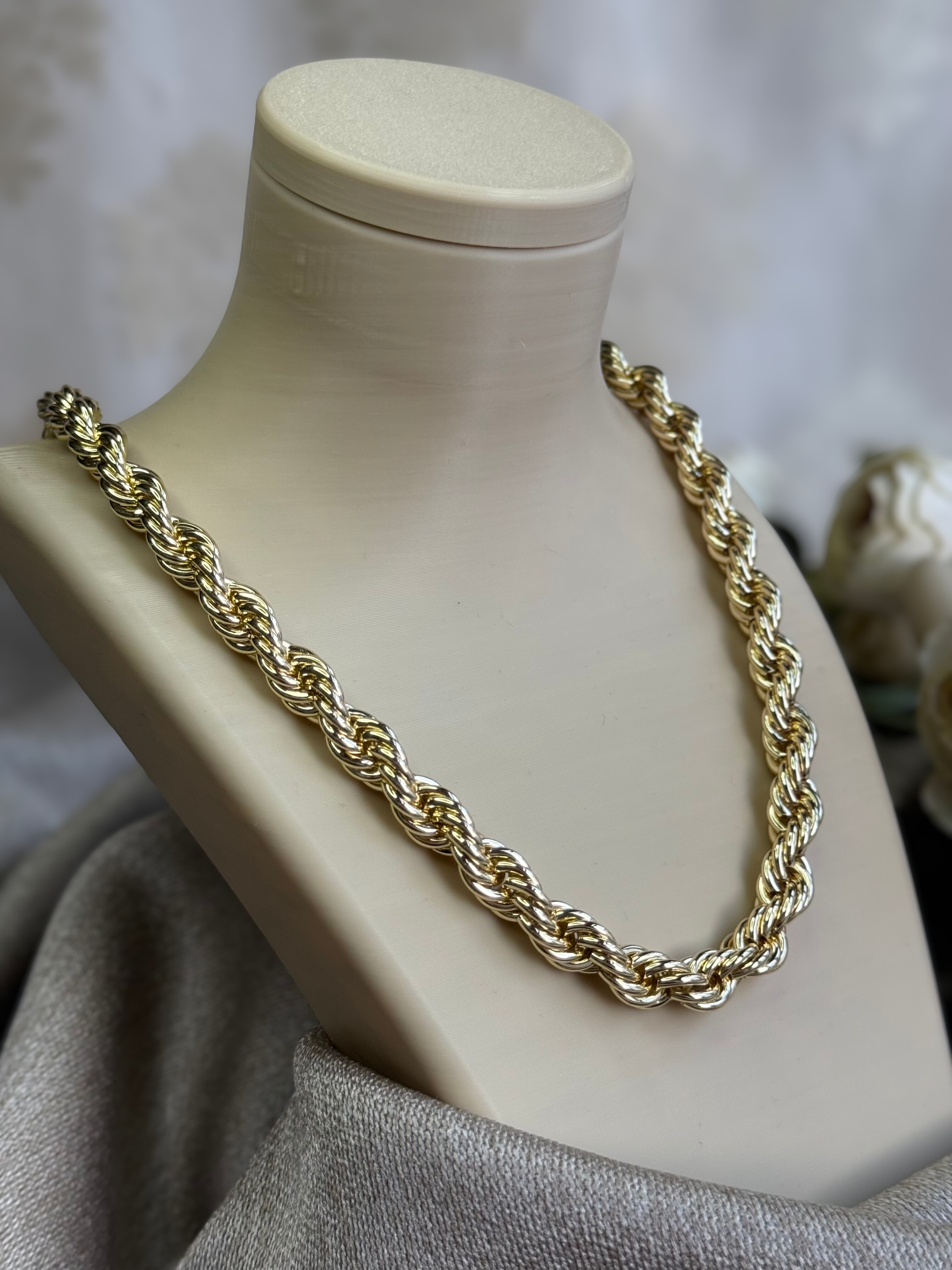 14K Kalın Burgu Halat Zincir Kolye (60 CM)