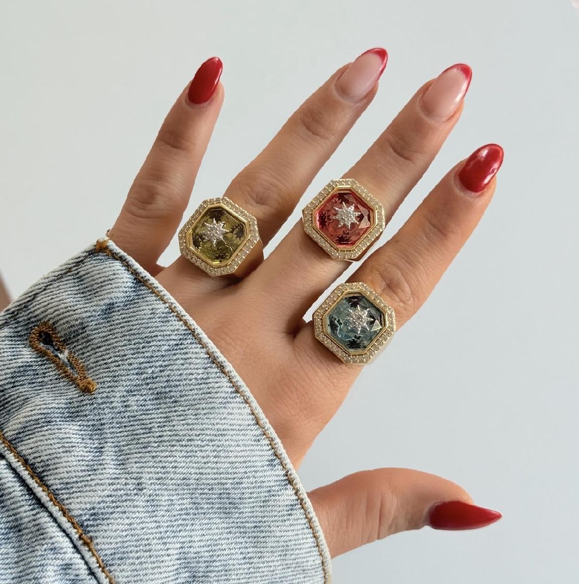 Venüs Star Yüzük - Yeşil