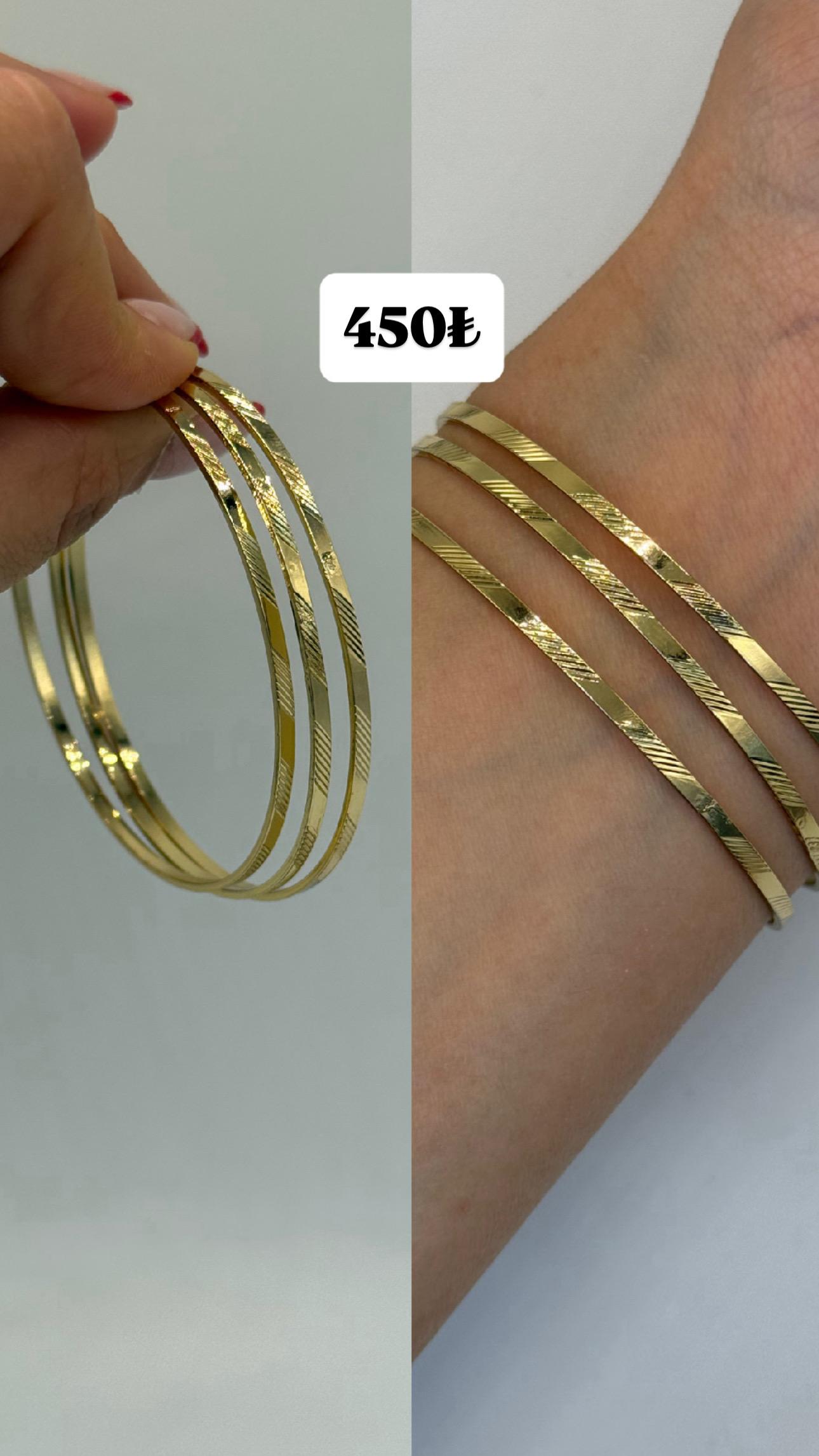 14K Xuping Ajda Bilezik - 3 Adet (57mm)