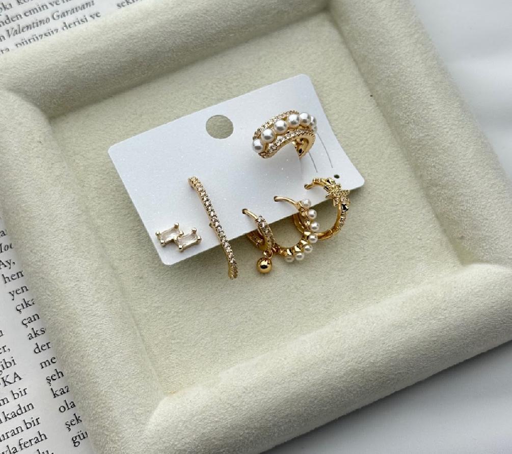 6'lı Set Küpe - Gold