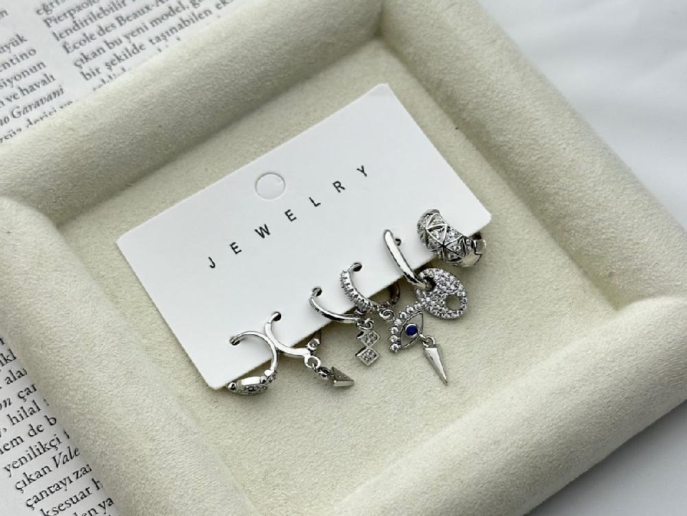 6'lı Set Küpe - Sılver